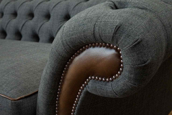 Ontwerp Chesterfield Stoffen Bank Bank 4-zits Bekleding Grijs Banken Nieuw