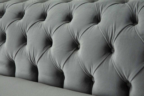 Bank 4-zits bank Chesterfield gestoffeerde zitting textiel grijs woonkamer