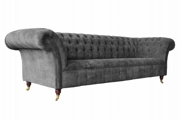 Chesterfield 3-zits bank bekleden zit textiel stof grijs banken bank
