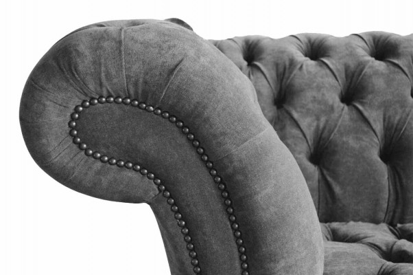 Chesterfield 3-zits bank bekleden zit textiel stof grijs banken bank