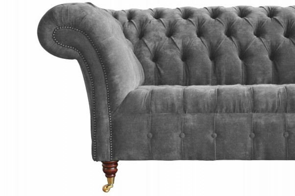 Chesterfield 3-zits bank bekleden zit textiel stof grijs banken bank