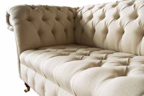 Chesterfield Sofa 3-Zits Designer Roze Banken Stof Bekleding Textiel