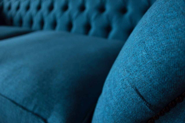 Chesterfield Bank 3-zits Bankstel Stoffen Banken Stof Woonkamer Blauw Textiel