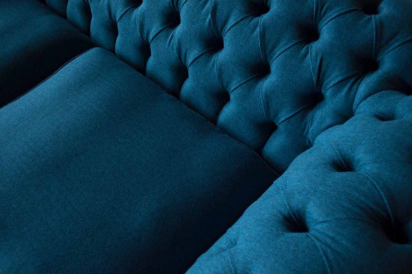 Chesterfield Bank 3-zits Bankstel Stoffen Banken Stof Woonkamer Blauw Textiel