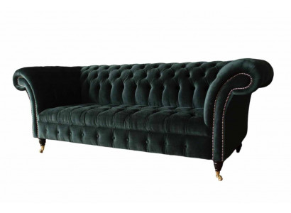 Chesterfield Bank Design Bankstel 3-zits Bekleding Stof Bekleding Groen Nieuw