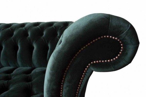 Chesterfield Bank Design Bankstel 3-zits Bekleding Stof Bekleding Groen Nieuw