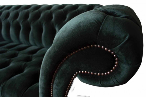 Chesterfield Bank Design Bankstel 3-zits Bekleding Stof Bekleding Groen Nieuw
