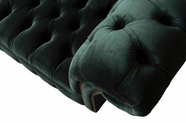 Chesterfield Bank Design Bankstel 3-zits Bekleding Stof Bekleding Groen Nieuw