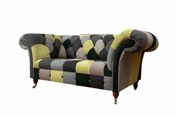 Chesterfield Bank Bekleding 2-Zits Design Textiel Bankstellen Bank Lounge