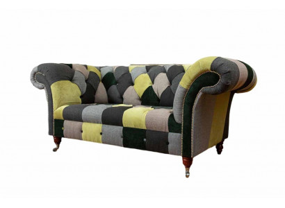 Chesterfield Bank Bekleding 2-Zits Design Textiel Bankstellen Bank Lounge