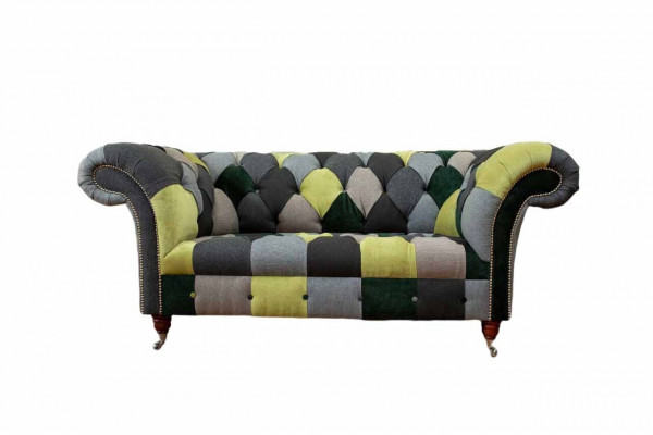 Chesterfield Bank Bekleding 2-Zits Design Textiel Bankstellen Bank Lounge
