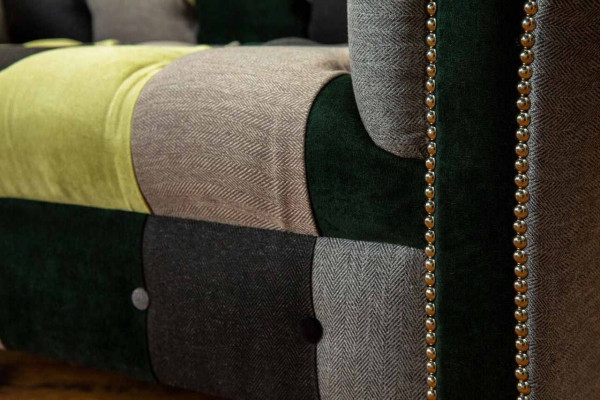Chesterfield Bank Bekleding 2-Zits Design Textiel Bankstellen Bank Lounge