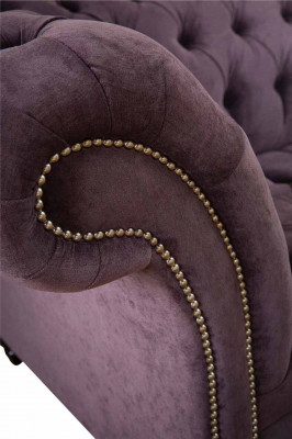 Moderne Chesterfield bank bank bekleding 3-zits paarse textielstof banken nieuw