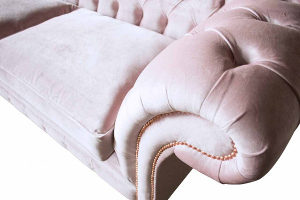 Bankstel 3-zits bank meubel ontwerp Chesterfield stoel textiel bekleding nieuw