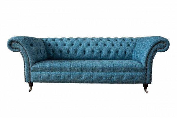 Blauwe driezitsfluwelen bank woonkamer banken bank zitmeubels Chesterfield-bank