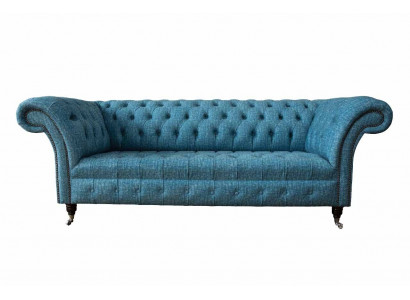 Blauwe driezitsfluwelen bank woonkamer banken bank zitmeubels Chesterfield-bank