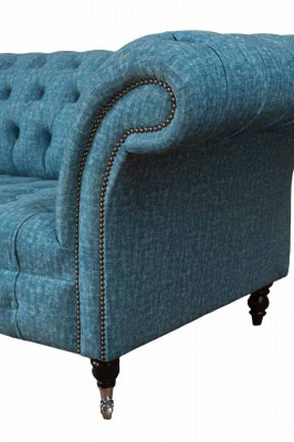 Blauwe driezitsfluwelen bank woonkamer banken bank zitmeubels Chesterfield-bank