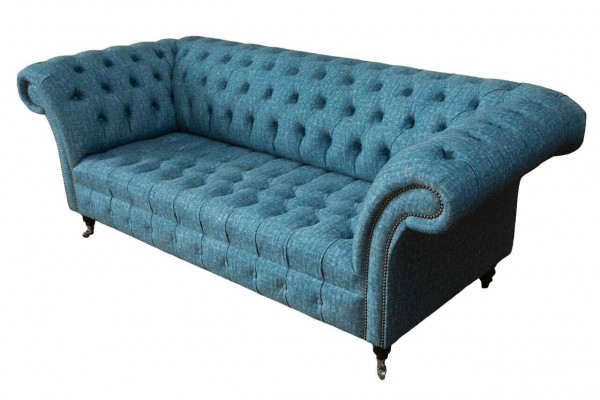 Blauwe driezitsfluwelen bank woonkamer banken bank zitmeubels Chesterfield-bank