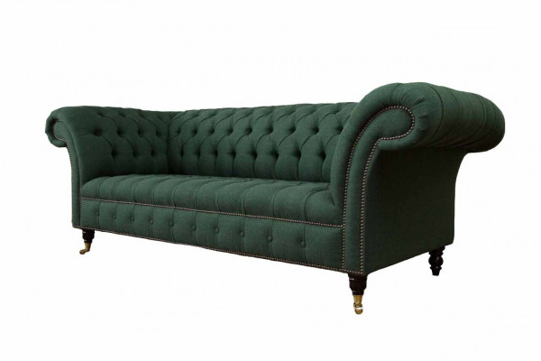 Driedelige bank, stof, groen, bekleding, meubels, Chesterfield, sofa's, banken