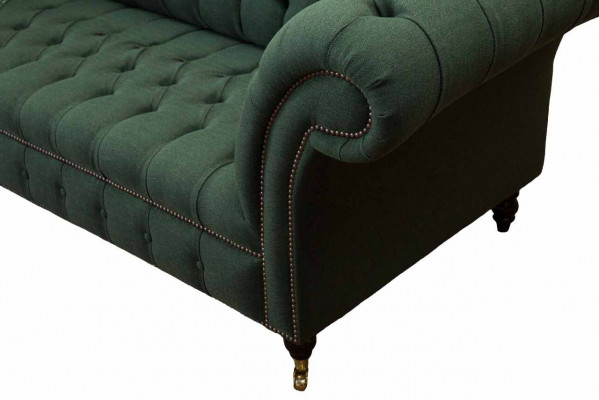 Driedelige bank, stof, groen, bekleding, meubels, Chesterfield, sofa's, banken