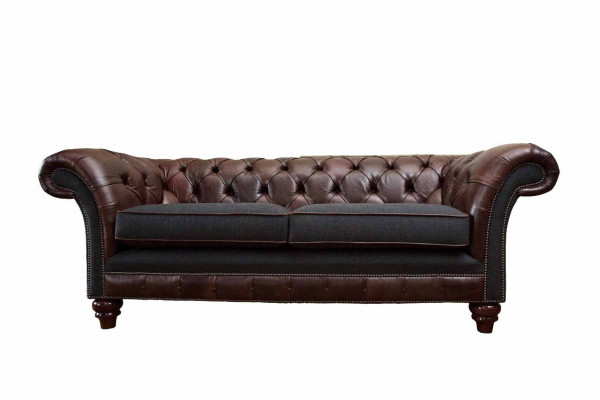 Bruine Chesterfield Engels klassiek stijl bankstel Bank 3 zitkussen 230cm.