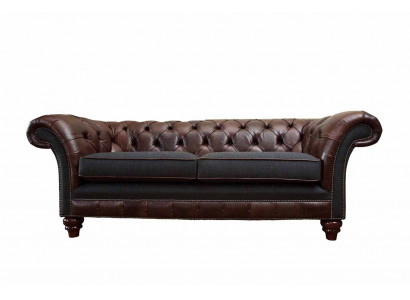 Bruine Chesterfield Engels klassiek stijl bankstel Bank 3 zitkussen 230cm.