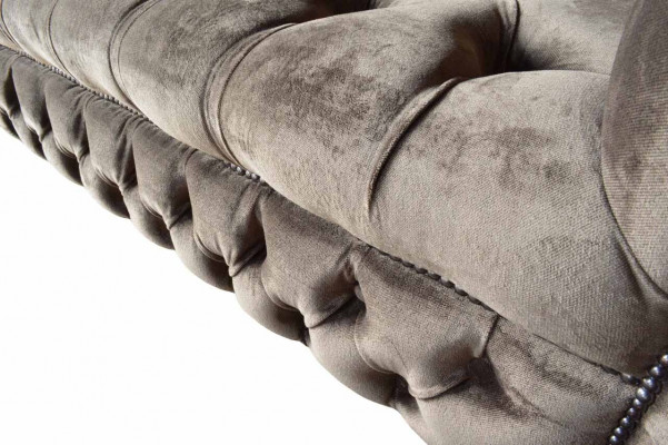 Engelse Chesterfield bank Bank Kantoor Meubelen Driezits Fluweel 230cm Taupe