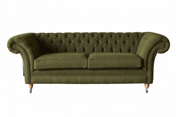 Engelse Chesterfield bank Bank kantoor meubels driezits fluweel 230 cm groen