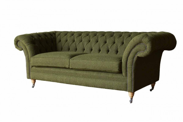 Engelse Chesterfield bank Bank kantoor meubels driezits fluweel 230 cm groen