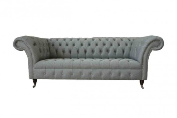 Bank 3-zits bank Stof Modern Luxe Grijs Chesterfield Nieuw