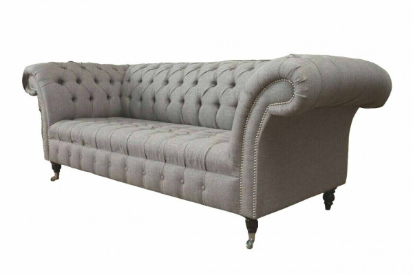 Chesterfield 3-zits gestoffeerde bank bank banken textiel moderne stijl grijs