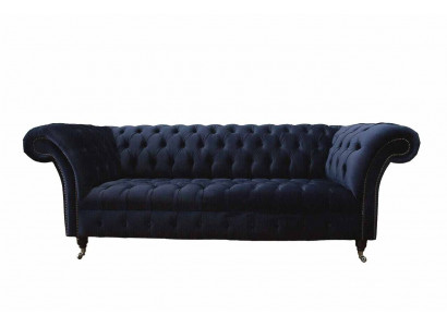 Luxe bankstel Driepersoons Blauw Stof Textiel Stijl Bank Banken Meubels