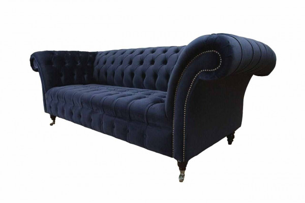 Luxe bankstel Driepersoons Blauw Stof Textiel Stijl Bank Banken Meubels