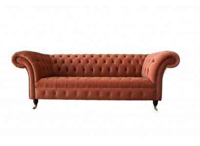 Luxe Chesterfield 3-zits bank gestoffeerde textielbank stoffen bank nieuw