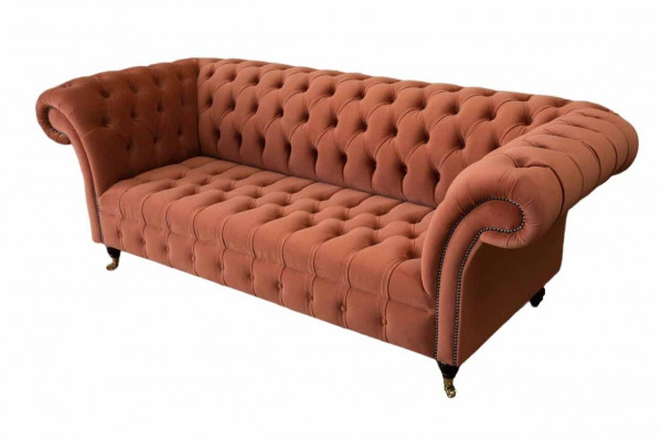 Luxe Chesterfield 3-zits bank gestoffeerde textielbank stoffen bank nieuw