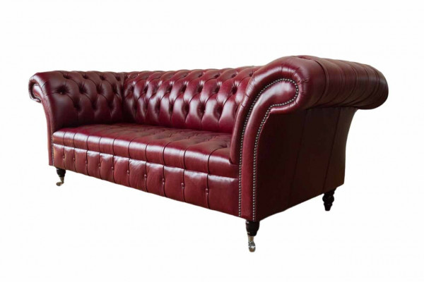 Chesterfield 3-zits leren bankstel bekleding luxe bruin bank meubels 230cm