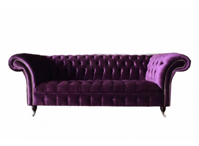 Chesterfield 3-zits designbank gestoffeerde zitting stof luxe bank nieuw