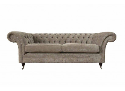 Driepersoons Chesterfield Sofa 3-zits bank Grijs Stof Woonkamer Luxe