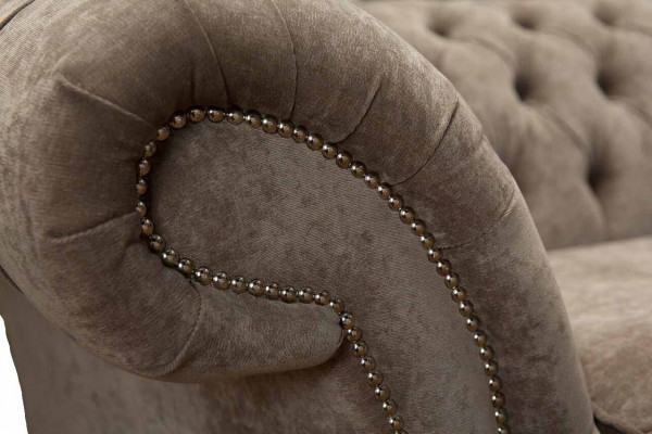 Driepersoons Chesterfield Sofa 3-zits bank Grijs Stof Woonkamer Luxe