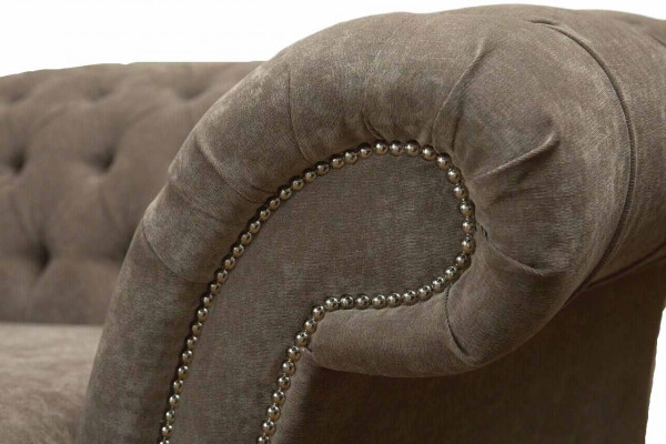 Driepersoons Chesterfield Sofa 3-zits bank Grijs Stof Woonkamer Luxe