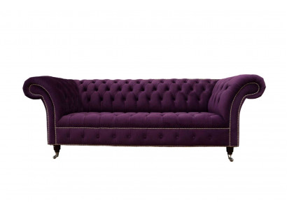 Paarse Chesterfield Bank 3-Zits Chesterfield Design Bank Textiel Stof