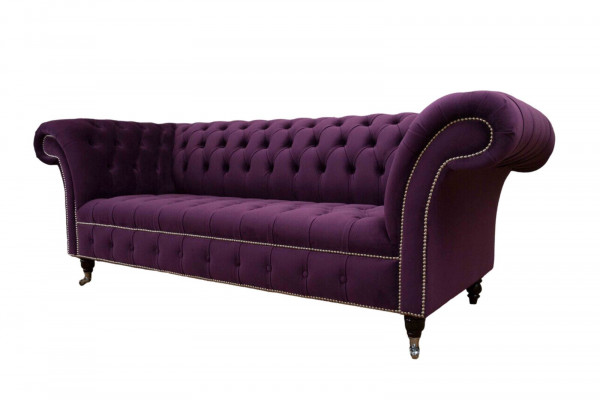 Paarse Chesterfield Bank 3-Zits Chesterfield Design Bank Textiel Stof