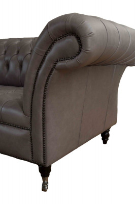 Grijze Chesterfield Engelse klassieke stijl bank 3-zits bekleding 230 cm.