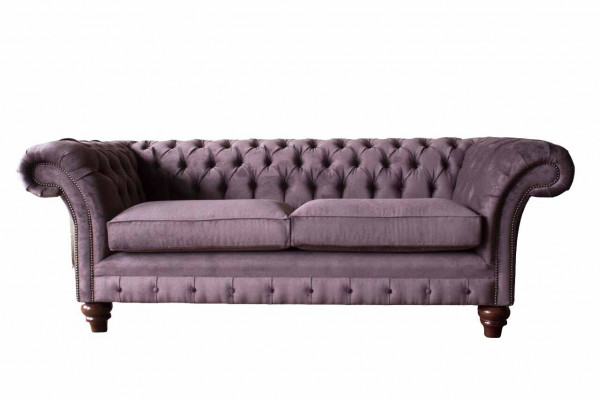 Chesterfield Paars Bankstel 3-Zitter Woonkamer Stoffen Bank Beklede Banken