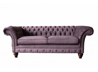Chesterfield Paars Bankstel 3-Zitter Woonkamer Stoffen Bank Beklede Banken