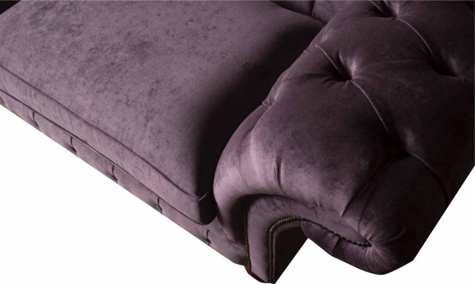 Chesterfield Paars Bankstel 3-Zitter Woonkamer Stoffen Bank Beklede Banken