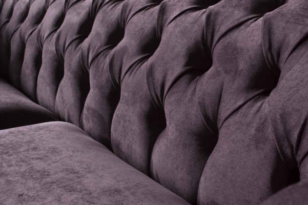 Chesterfield Paars Bankstel 3-Zitter Woonkamer Stoffen Bank Beklede Banken