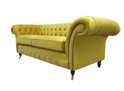 Textiel 3-zits Blauwe Stoffen Designbank Bekleding 230cm Bank Chesterfield