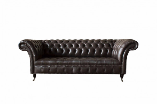Dries-zits Chesterfield bank 3-zits banken bruin leer woonkamer luxe