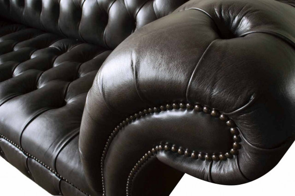 Dries-zits Chesterfield bank 3-zits banken bruin leer woonkamer luxe